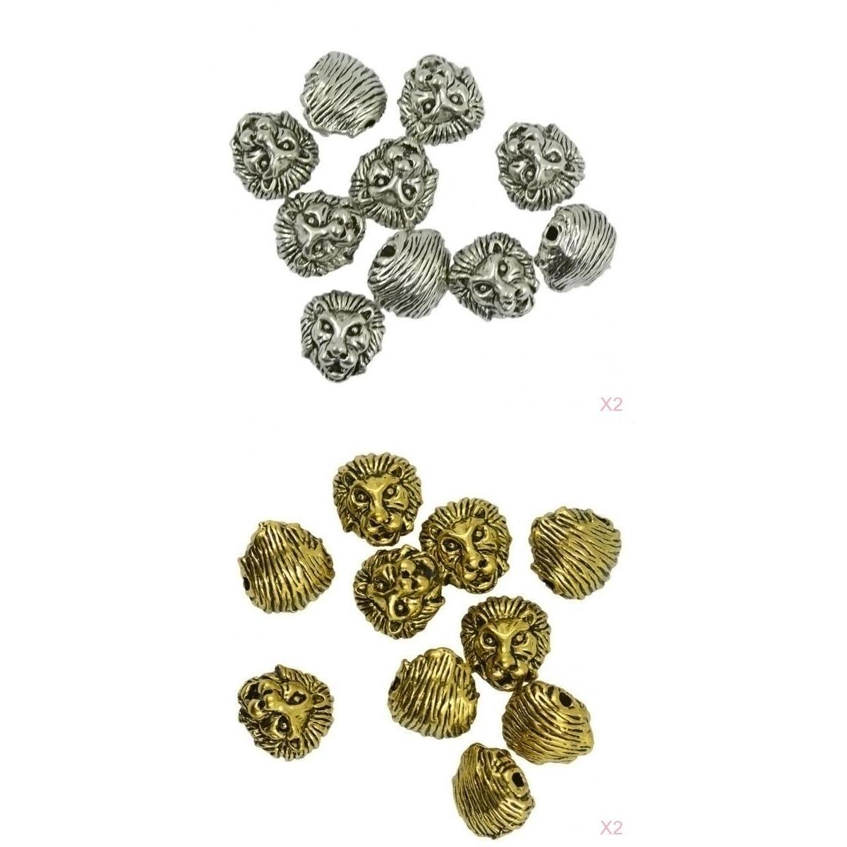 Perles marque generique 20 pcs Perles Métal Tête de Lion 3D Antique Fabrication de Bijoux DIY Charms Collier