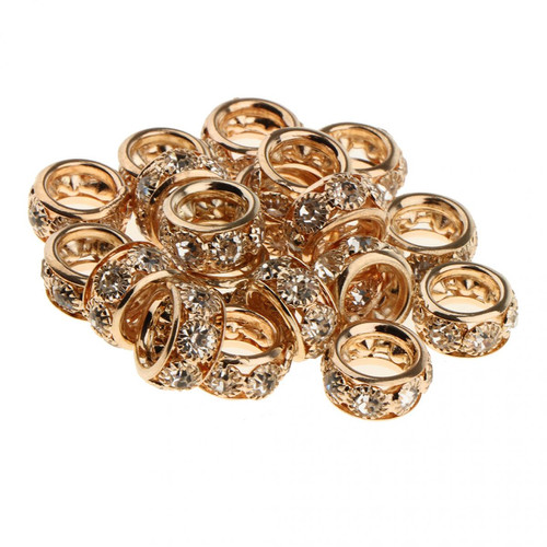 marque generique 20pcs diy cristal entretoise perles strass breloques bracelets en or rose