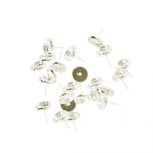 Perles marque generique 24 pièces vide 8mm boucle d'oreille plateau cabochon réglage bijoux diy rose or