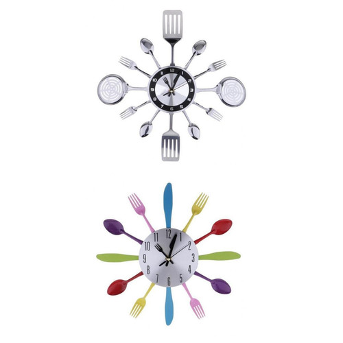marque generique - 2pcs Creative Couverts Cuisine Horloge Murale pour le salon, la chambre d'enfants marque generique  - Stickers chambre bebe Maison
