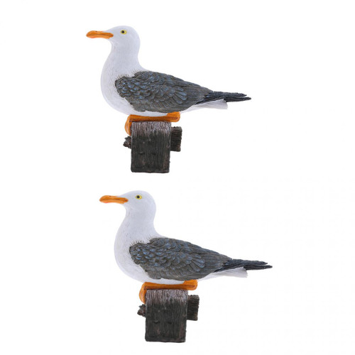 marque generique - 2pcs Figurines Mouette Oiseaux Simulation Animal Sculpture Décor Seagull Résine marque generique  - marque generique