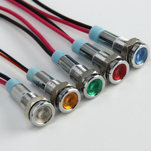 marque generique 2x 24V 6mm Signal D'alimentation LED Indicateur Lumineux Métallique Pré-câblé Vert Et Rouge
