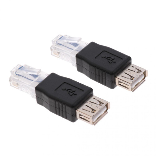 marque generique - 2x Ethernet RJ45 Mâle Vers USB 2.0 Adaptateur Femelle Prise Réseau Convertisseur - Hub ethernet