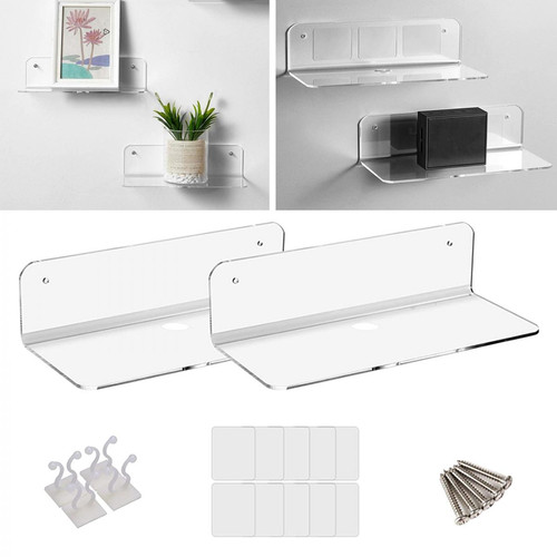 marque generique - 2x Petite étagère Murale Flottante En Acrylique Pour Haut-parleur Sans Fil Noir - Plomberie & sanitaire