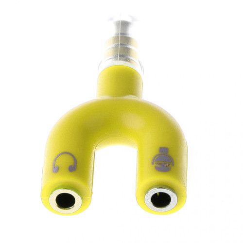Câble antenne 3.5mm audio câble auxiliaire répartiteur de câble pour casque casque pc jaune