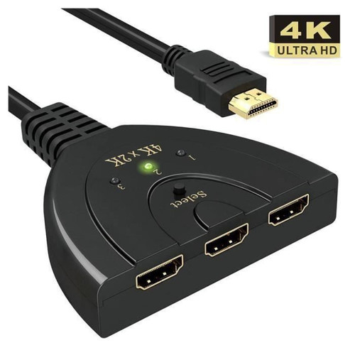 marque generique - 4K, Commutateur HDMI a 3-Port Separateur HDMI Commutateur HDMI prend en charge 4K / Full HD1080p / 3D noir marque generique  - Câble et Connectique