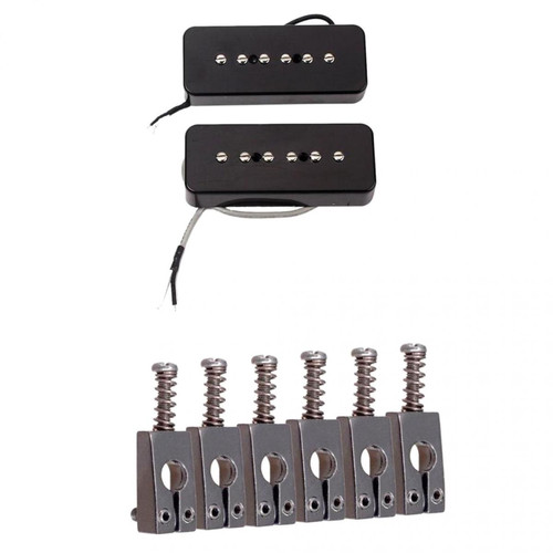 Accessoires instruments à cordes marque generique 6Pcs Guitare Rouleaux Pont Selles + 2pcs Humbucker Pickup 50 / 52mm Remplacement