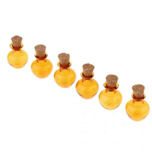 marque generique - 6pcs verre bouteilles de liège bouteilles fioles vœux bouteille de vin forme de pot ambre - Jeux artistiques