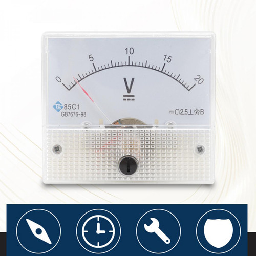 marque generique 85C1 Voltmètre De Panneau Analogique Voltmètre DC Volt Voltmètre Jauge DC 0-20V