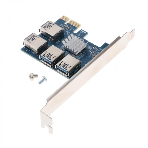 Câble antenne marque generique Adaptateur PCI-E 1X vers 16X Riser Card Extension PCI-E à 4 Ports, Câble USB 3.0, Cordon d'alimentation SATA 4X, 8X, 16X Carte Graphique