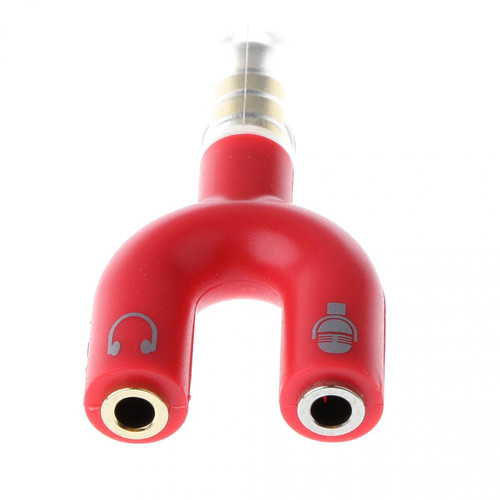Câble antenne Adaptateur répartiteur de câble audio aux 3.5mm pour écouteur casque pc rouge