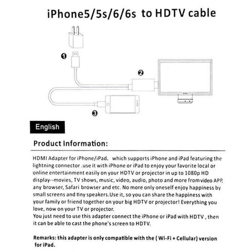 Câble antenne ANTCOOL@ Câble 200cm Adaptateur Lightning vers HDMI/HDTV AV TV Pour Apple iPhone 5 (Doré) 5 C 5S 6 6S 6 Plus 7 7 plus 8 8X