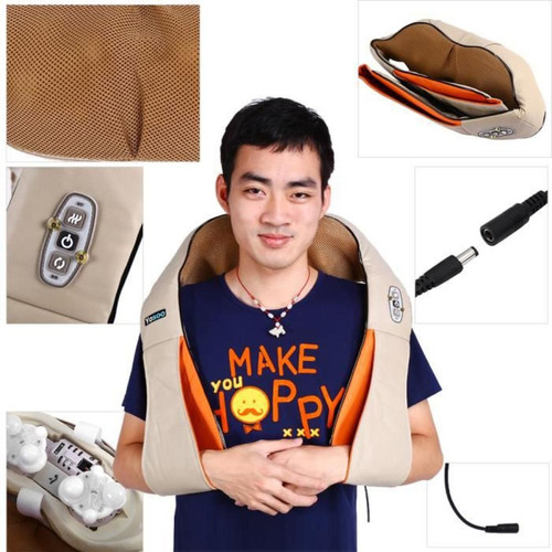 Appareil de massage électrique Appareil de massage shiatsu cervical cou épaule périphérique Ceinture de massage infrarouge avec adaptateur pour bureau domicile