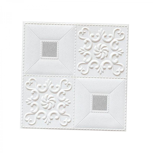 marque generique Autocollants Muraux Adhésifs 3D De Carreaux De Céramique De Papier Peint De Panneaux De Mur Argent Blanc