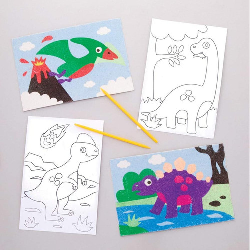 marque generique - Baker Ross Illustrations dinosaures en sable coloré (lot de 8) que les enfants pourront décorer et exposer. marque generique  - Image autocollante