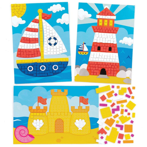 marque generique - Baker Ross Kits d'illustrations sur le thème de bord de mer en mosaïque (lot de 4) - Loisirs créatifs et activités de vacances pour enfants. marque generique  - Image autocollante