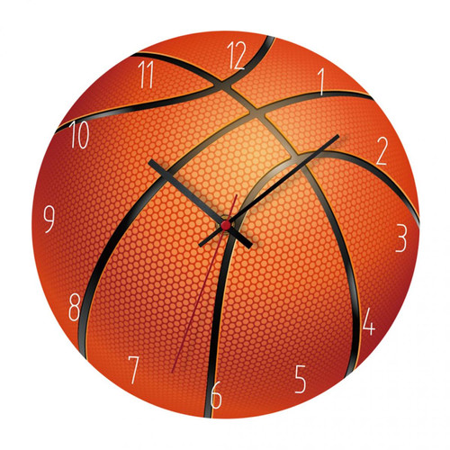 marque generique Balle Acrylique Motif Horloge Murale Salon Chambre Bureau Décor Basketball