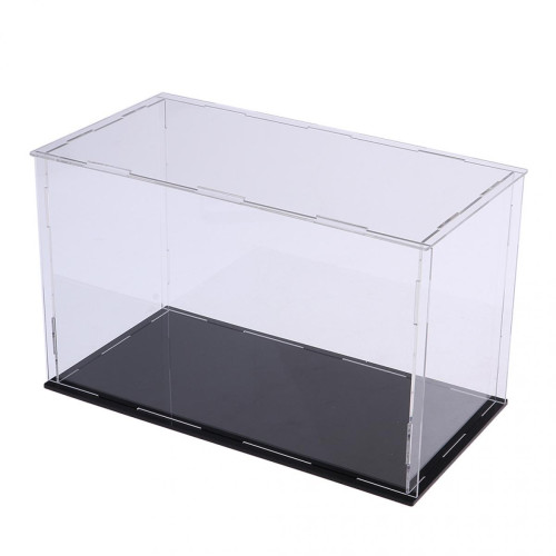 boîte de montage pour comptoir avec base noire pour écran 15 x 15 x 25 cm boîte de présentation transparente Vitrine acrylique transparente 