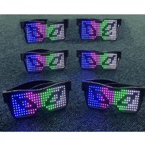 marque generique Bluetooth LED Eye Glasses APP Control Pour Raves Fun Flashing Display Text 4 Couleurs