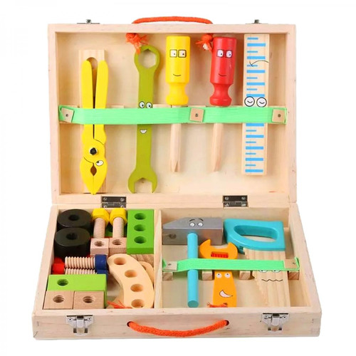 Figurine de collection GENERIQUE Outils en bois Jouets Boîte à outils  enfants jouet éducatif bricolage jouet outil de construction