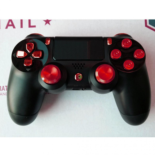 Manette PS4 Boutons Balles en Métal + Joysticks pour Contrôleur de Sony Playstation 4 PS4 Rouge