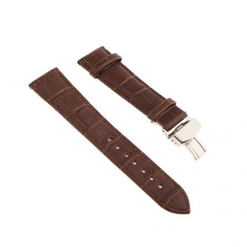 marque generique - Bracelet montre en cuir déployante papillon fermoir boucle noire 20mm marque generique  - Accessoires montres connectées marque generique