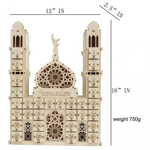 Lettres en bois Bricolage En Bois EID Mubarak Islam Calendrier Du Palais Du Ramadan Avec Style Léger 02