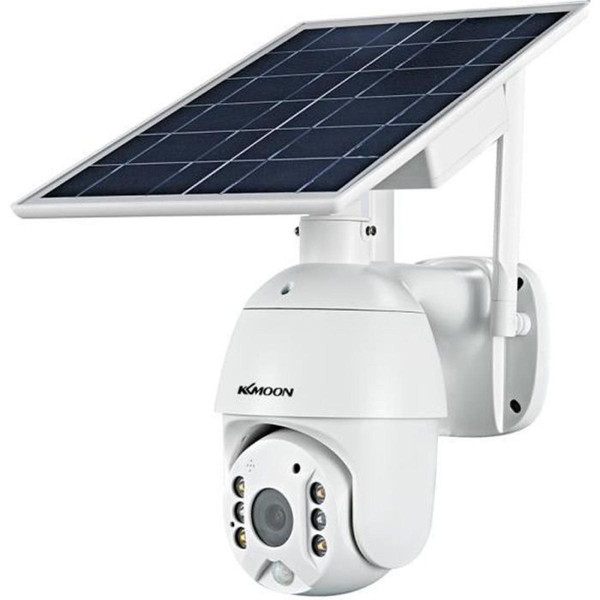 Caméra de surveillance connectée marque generique Caméra de sécurité à panneau solaire sans fil 1080P Caméra de surveillance à batterie rechargeable étanche extérieure 2MP