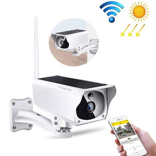 Caméra de surveillance connectée Tech Discount Caméra surveillance extérieur wifi sans fil solaire connectée panneau solaire télécommande étanche HD carte TF infrarouge à distance