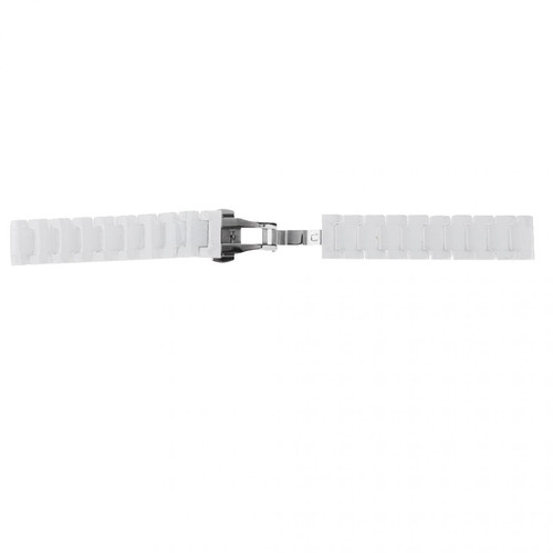 marque generique Céramique Bracelet de Montre Remplace Bracelet Montre Smart Boucle en Acier Blanc 18mm