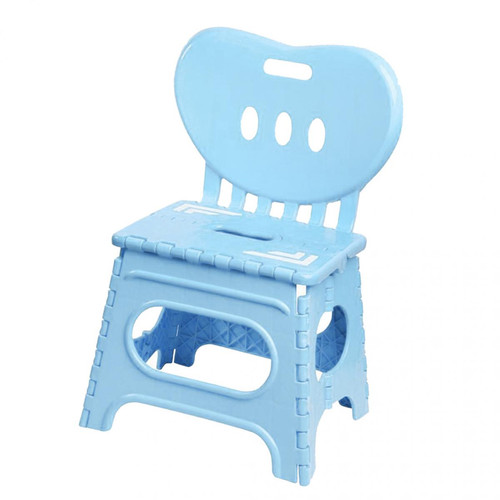 Tables à manger chaise pliante en plastique pour enfants tabouret pliant avec dossier bleu-l