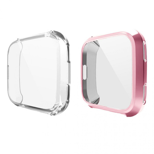 Coque, étui smartphone marque generique Écran de montre 2piece hd couvercle transparent protecteur global transparent + or rose