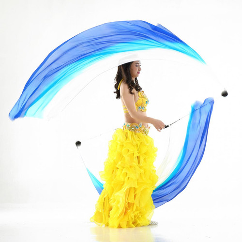 marque generique danse du ventre soie voile poi lancer des boules accessoires de danse turquoise bleu