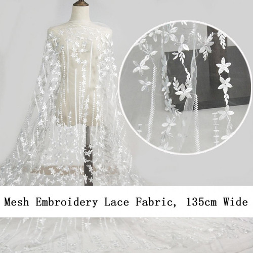 marque generique - dentelle florale vintage broderie tissu robe de mariée couture artisanat 0.5 yard marque generique - Luminaires Chrome poli, arylique blanc
