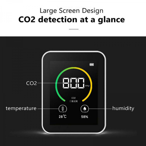 Détecteur connecté Détecteur De CO2 Numérique LED Testeur De Moniteur De Dioxyde De Carbone De Qualité De L'air Noir