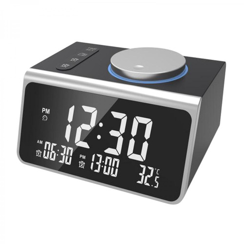 marque generique - Double Alarme Horloges Radio-En Semaine/Week-End Mode, 0-100% Gradateur, Double USB Ports de Charge, 7 Réveiller Sons, , FM Radio avec le Sommeil - Réveil