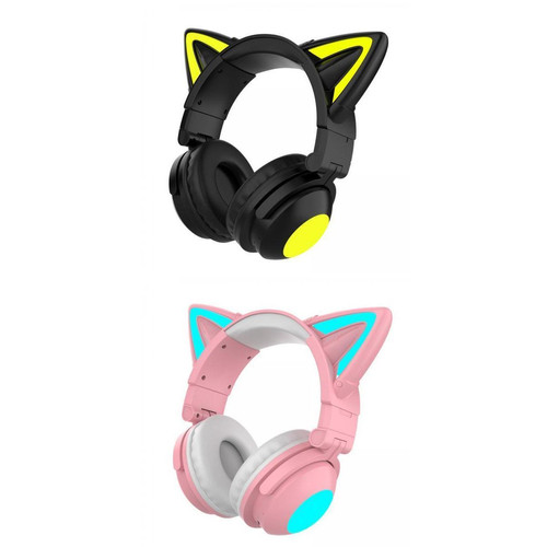marque generique - écouteurs stéréo oreille de chat avec micro casques lumière marque generique  - Micro-Casque Hifi