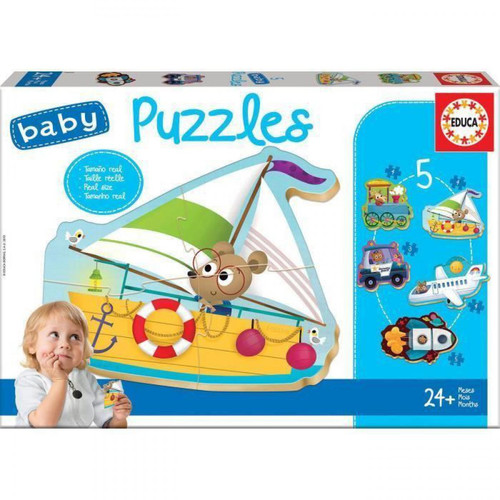 Educa - Puzzles Véhicules pour bébés - 5 puzzles (EDU18059) Educa  - Jeux éducatifs Educa