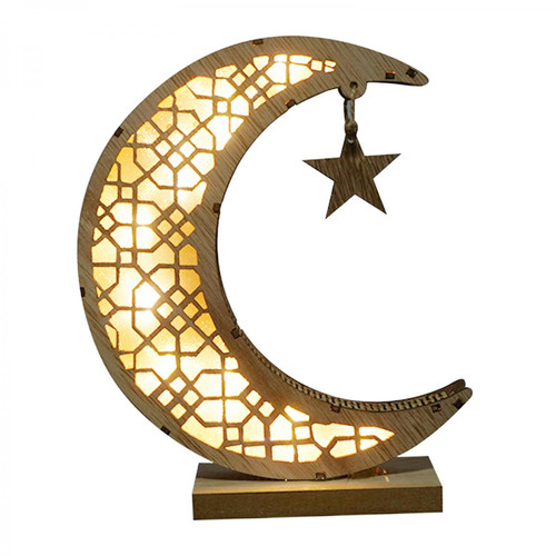marque generique - En bois Artisanat Décor L'islam Eid Mubarak Partie Fournitures Nuit Lumière LED Lumières Lampe Lune Étoiles Ornement marque generique  - Lampe etoile