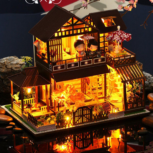 Puzzles 3D En bois Maison de Poupée à la main En Bois Dollhouse DIY Miniature Meubles Enfants de Jour D'anniversaire Cadeau de Noël Décoration