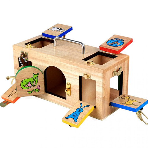 Jeux d'éveil marque generique Enfants Montessori Boîte De Verrouillage En Bois Early Educational Intelligence Toy Gift