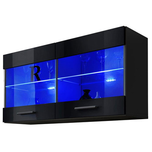 marque generique - T25 - Black-Black + blue LEDs marque generique  - Bibliothèques, vitrines Suspendues