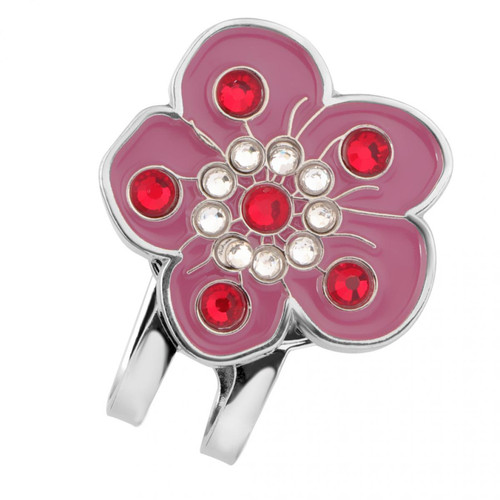 marque generique - fleur de prune golf cristal bouchon clip marqueur de balle pour golf cap visière rose marque generique  - Jeux de plein air