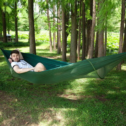 Hamac hamac de camping avec moustiquaire pour randonnées en plein air, cour arrière, vert foncé