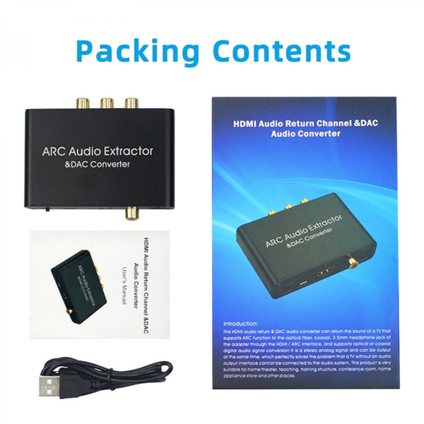 marque generique HDMI Adaptateur ARC  &  DAC Convertisseur Sélecteur avec Numérique Optique Toslink Coaxial et Analogique 3.5mm L/R Stéréo audio pour la TVHD