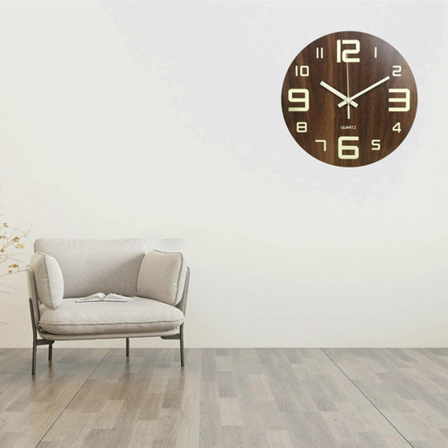 marque generique Horloge Murale Lumineuse 12 '' Horloge De Nuit à Quartz Silencieuse Pour Chambre à Coucher Grands Chiffres 1