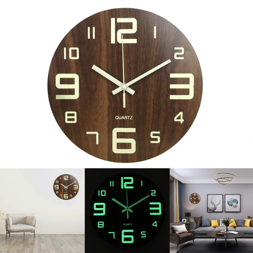 Horloges, pendules Horloge Murale Lumineuse 12 '' Horloge De Nuit à Quartz Silencieuse Pour Chambre à Coucher Grands Chiffres 1