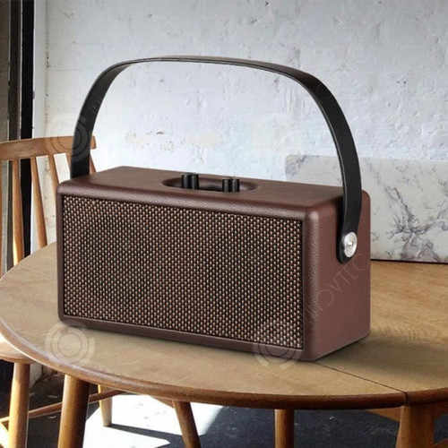 marque generique INN Retro wooden dual speakers bluetooth speaker collection home computer mobile phone outdoor portable leather subwoofer speaker