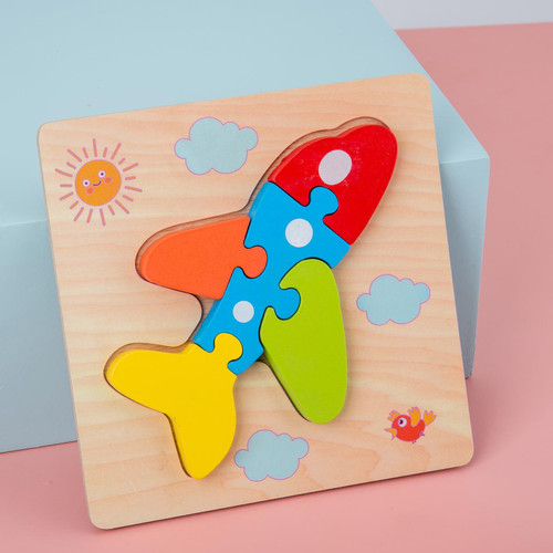 marque generique Jigsaw Puzzle Montessori Coloré Jouets En Bois Pour Tout-petits Enfants Avion