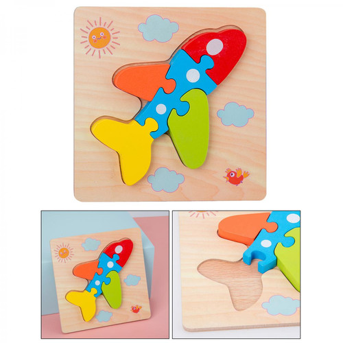Jeux éducatifs Jigsaw Puzzle Montessori Coloré Jouets En Bois Pour Tout-petits Enfants Avion